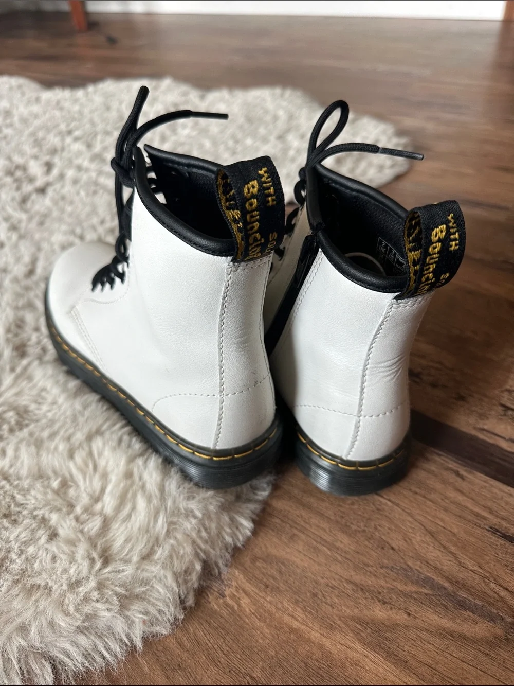 Dr. Martens White Lace-Up Leather Boots